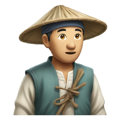 Chinese peasant photorealistic sticker