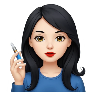 Girl with long black hair smoking cigarette and a vape  sticker
