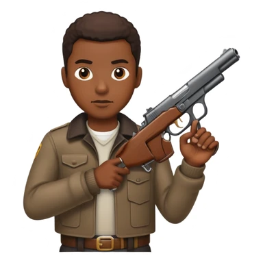 black male holding a gun sticker