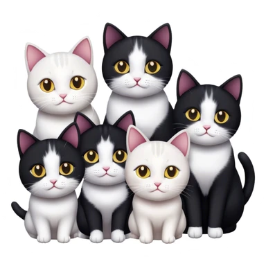16 black cat&white cats sticker