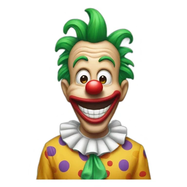 a goofy clown with two big dents sticker