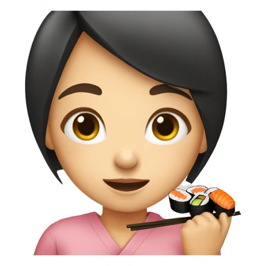 Girl eating sushi sticker