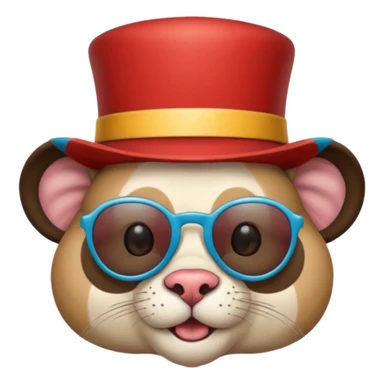 a sunglasses animal with circus hat  sticker
