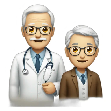 Old man with doctor sticker