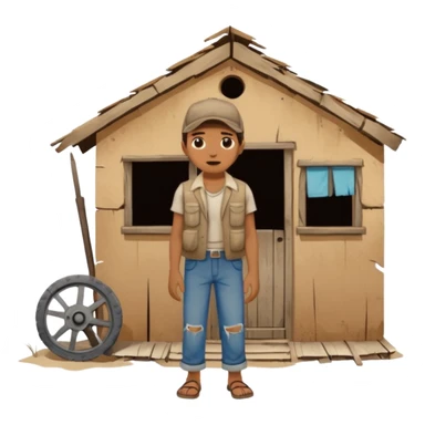 Broke down shack in Mexico with beggars  sticker