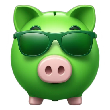 green piggybank with green sunglasses sticker