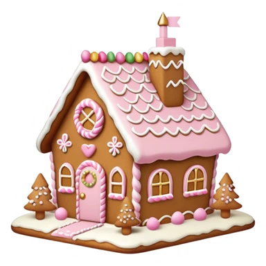 light pink and gold and white gingerbread house sticker