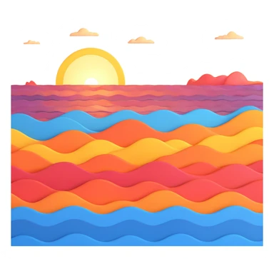 Waves sunset horizon sticker