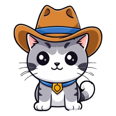 Cat with cowboy hat sticker