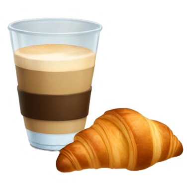 A glass of coffee with a croissant sticker