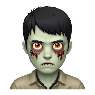 Zumbi homem com o cabelo no corte Wolf cute de franja lisa preta sticker