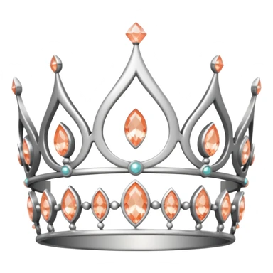 silver feminine crown with peach colored stones sticker