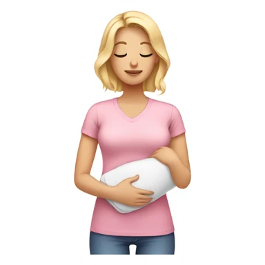 postpartum. blonde woman. light pink shirt. heating pad with cord sticker