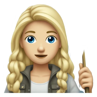 teen blonde hair blue eyes fishing sticker