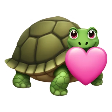 Turtle holding a pink hear sticker