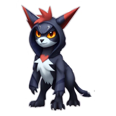 Cool Anthro Dark Absol-Noivern-Quilava-Litten-Pokémon with edgy stripes hoodie spiked collar punk Full Body sticker