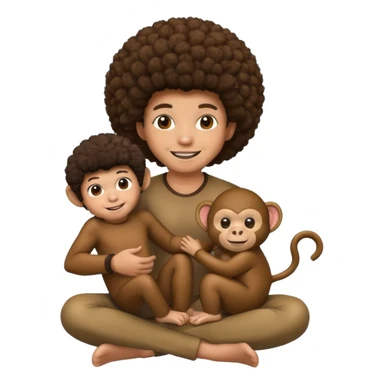 Black person with Afro sitting with monkey sticker