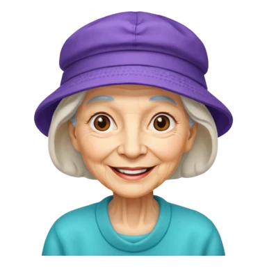 elderly women with hats with cap sticker