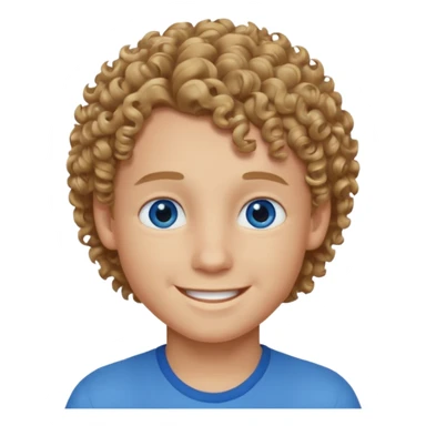 Boy with curly dark blonde hair and blue eyes  sticker