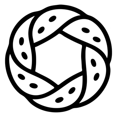 a simit, Turkish sesame bagel, minimal flat icon style, simple lines, few sesame dots sticker