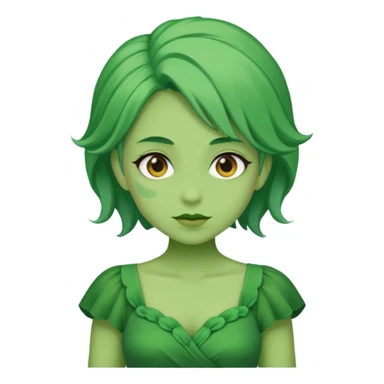 green dress old character, green hair. sticker