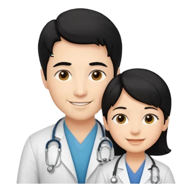 doctor black hair with a kid sticker