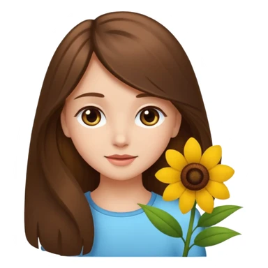 Ein braunhaariges Mädchen (glatte Haare ) mit einen Blume hinter dem ohr lange haare zur Seite kuckend  sticker