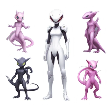 White body, Anthro-Sona-Lizard-Alien-Salazzle-Mew-Mewtwo-Fakémon, with pink eyes, with a futuristic visor-helmet, wearing a techwear-suit, Full Body sticker