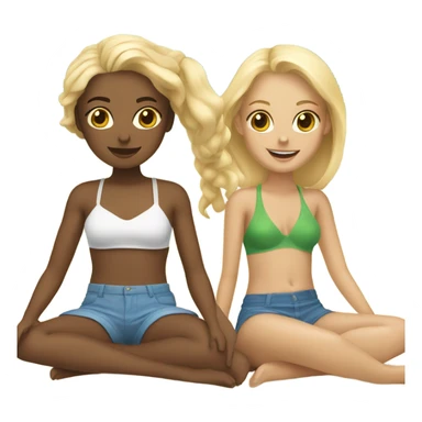 Two girls blonde friends at the beach  sticker