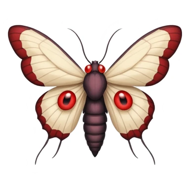 Create a scary emoji of the Mothman with bright red eyes and as depicted in the legend. Make it less bird like and more Moth / Human hybrid sticker
