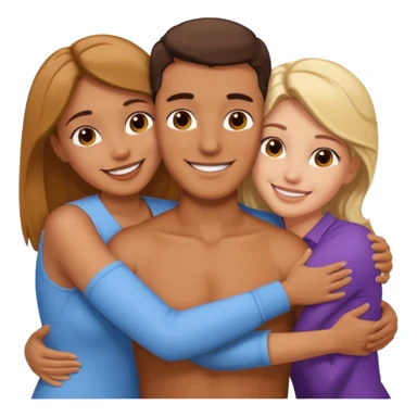 A man and two women hugging sticker