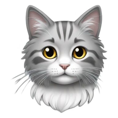 spenny boy cat very gray and little white long haired cute sticker