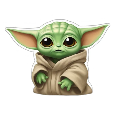 baby yoda so mad red chicks, bubble sticker
