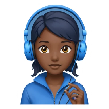 black girl streamer with blue gaming head set sticker