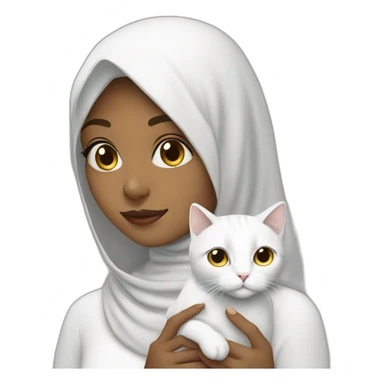 Muslim girl with white cat sticker