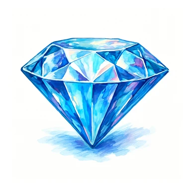 Сгенерируй мне Бриллиант, в чуть рисованном стиле. На чисто белом фоне. БЕЗ НАДПИСЕЙ. Но при этом объмная и яркая sticker