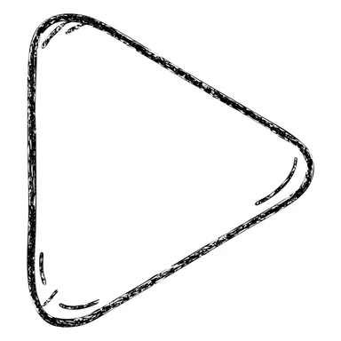 hand drawn outlined play button icon, bold lines, slightly imperfect triangle sticker