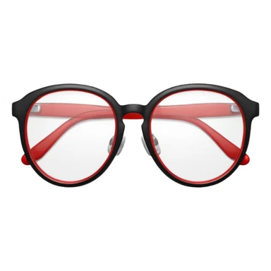 Red Glasses with subtle shine and curved frame edges. sticker