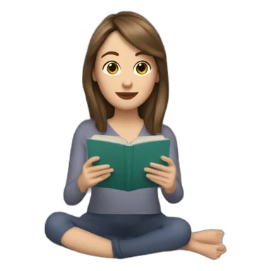 white woman with straight brown hair reading a book and listening to taylor swift sticker