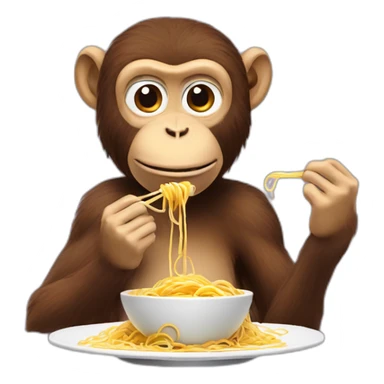 monkey eating spaghettis sticker