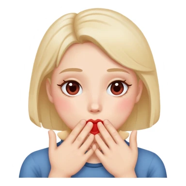 Cœur dans les yeux + main devant la bouche et joue qui rougissent  sticker