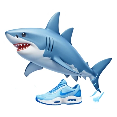 Hazme un tiburón con zapatos nike azules celestes sticker