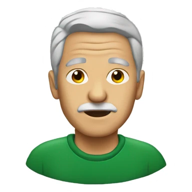 old men profile gray hair and green crewneck sticker
