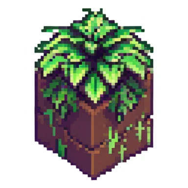 Minecraft grass block, square shape, brown and green, smooth, isometric sticker