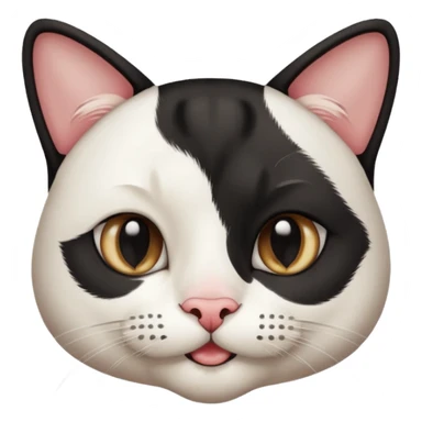 a black and white chat, with mustache birthmark in the mouth sticker