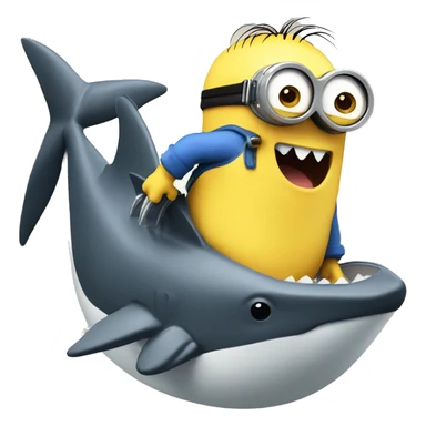 Minion riding shark with duck sticker