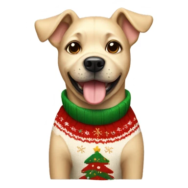 Beige dog wearing a Christmas sweater  sticker