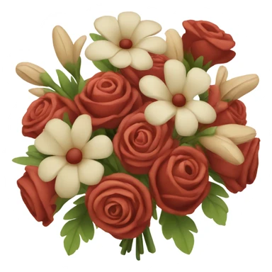 valentine flower bouquet beige red sticker
