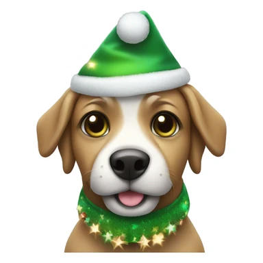 A dog with a christmas costume green Blue and lights  sticker