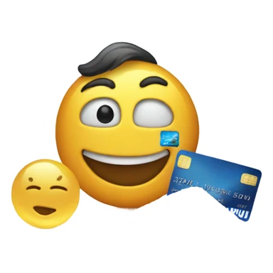 Happy emoji with a pile of salt and a credit card sticker